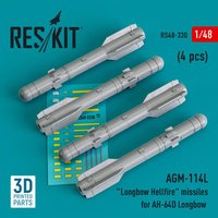 AGM-114L Longbow Hellfire missiles (4 pcs)(AH-64D Longbow) (3D Printed) von ResKit Models