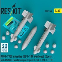 AGM-130C missiles (BLU-109 warhead) (2 pcs) with AN/AXQ-14 data link pod (1 pcs) (F-16I, F-15E, F-111F) (3D Printed) von ResKit Models