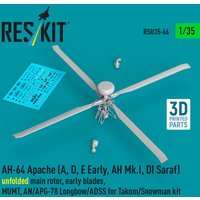 AH-64 Apache (A, D, E Early, AH Mk.I, DI Saraf) unfolded main rotor, early blades, MUMT, AN/APG-78 Longbow/ADSS for Takom/Snowman kit (3D Printed) von ResKit Models