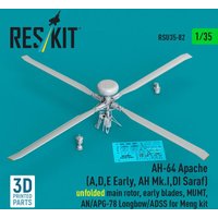 AH-64 Apache (A,D,E Early, AH Mk.I,DI Saraf) unfolded main rotor, early blades, MUMT, AN/APG-78 Longbow/ADSS for Meng kit (3D Printed)(1/35) von ResKit Models