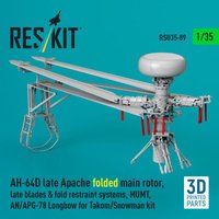 AH-64D late Apache folded main rotor, late blades & fold restraint systems, MUMT, AN/APG-78 Longbow for Takom/Snowman kit (3D Printed) von ResKit Models