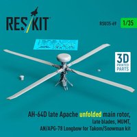 AH-64D late Apache unfolded main rotor, late blades, MUMT, AN/APG-78 Longbow for Takom/Snowman kit (3D Printed) von ResKit Models