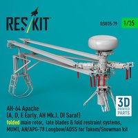 AH-64E late Apache folded main rotor, late blades & fold restraint systems, MUMT, AN/APG-78 Longbow for Takom/Snowman kit (3D Printed) von ResKit Models