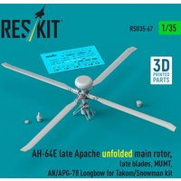 AH-64E late Apache unfolded main rotor, late blades, MUMT, AN/APG-78 Longbow for Takom/Snowman kit (3D Printed) von ResKit Models