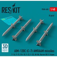 AIM-120C (C-7) AMRAAM missiles (4 pcs) (F-16, F-15, F/A-18, F-22, F-35, AV-8b, Harrier GR.9, Gripen) (3D Printed) von ResKit Models