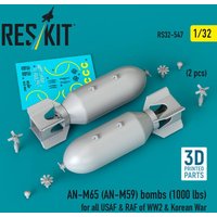 AN-M65 (AN-M59) bombs (1000 lbs) for all USAF & RAF of WW2 & Korean War (2 pcs) (3D Printed) von ResKit Models
