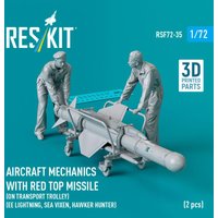 Aircraft mechanics with Red Top missile (on transport trolley) (EE Lightning, Sea Vixen, Hawker Hunter) (2 pcs) (3D Printed) von ResKit Models