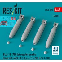 BLU-1B (750 lb) napalm bombs finned MXU-469/B (4 pcs) (A-1, A-4, A-7, A-26K, B-57, F-100) (3D Printed) von ResKit Models