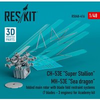 CH-53E Super Stallion, MH-53E Sea dragon folded main rotor with blade fold restraint systems (7 blades - 3 engines) for Academy kit (3D Printed) von ResKit Models