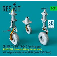 CH-54A Tarhe(S-64E) landing gear (HEAVY LOAD, Universal Military Pod and other) with weighted wheels set for ICM kit (Metal & 3D Printed) von ResKit Models