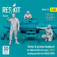 Driver & airmen (modern) (3 pcs) (MHU-83 D/E lift truck LOWER loading position for RSK32-0010) (3D Printed) von ResKit Models