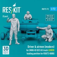 Driver & airmen (modern) (3 pcs) (MHU-83 D/E lift truck LOWER loading position for RSK72-0008) (3D Printed) von ResKit Models