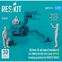 Driver & airmen (modern) (3 pcs) (MHU-83 D/E lift truck UPPER loading position for RSK72-0009) (3D Printed) von ResKit Models