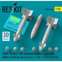 EGBU-15 (BLU-109 warhead) bombs (2 pcs) with AN/AXQ-14 data link pod (1 pcs) (F-4, F-15E, F-16I, F-111, B-52) (3D Printed) von ResKit Models