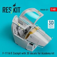 F-111A/E Cockpit with 3D decals for Academy kit (3D Printed) von ResKit Models