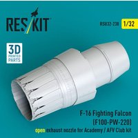 F-16 Fighting Falcon (F100-PW-220) open exhaust nozzle for Academy / AFV Club kit (3D Printed) von ResKit Models
