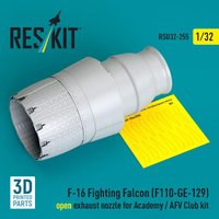 F-16 Fighting Falcon (F110-GE-129) open exhaust nozzle for Academy / AFV Club kit (3D Printed) von ResKit Models
