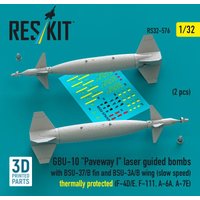 GBU-10 Paveway I laser guided bombs with BSU-37/B fin and BSU-3A/B wing (slow speed) thermally protected (2 pcs) (F-4D/E, F-111, A-6A, A-7E) (3D Printed) von ResKit Models