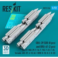 GBU-39 SDB (8 pcs) and BRU-61 (2 pcs) (Su-27, MiG-29, F-16, F-15E, F-22, F-35, Tornado, JAS-39, A-10, AC-130W, B-1B, B-2, B-52) (3D Printed) von ResKit Models