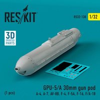 GPU-5/A 30mm gun pod (1 pcs) (A-4, A-7, AV-8B, F-4, F-5A, F-16, F/A-18) (3D Printed) von ResKit Models