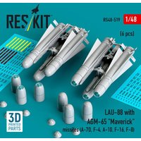 LAU-88 with (2 pcs) AGM-65 Maverick missiles (6 pcs) (A-7D, F-4, A-10, F-16) (3D Printed) von ResKit Models