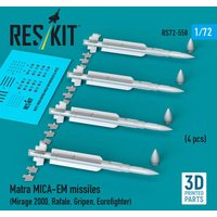 Matra MICA-EM missiles (4 pcs) (Mirage 2000, Rafale, Gripen, Eurofighter) (3D Printed) von ResKit Models