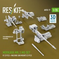 Merkava Mk.3 - MG set, V1 (3 pcs) + Machine gun mounts (3 pcs) [HobbyBoss] (3D Printed) von ResKit Models