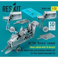 OV-10D Bronco cockpit (Basic edition with 3D decals) landing gears, wheel bays and weighted wheels set for Kitty Hawk/Zimimodel kit (3D Printed) von ResKit Models