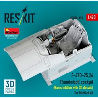 P-47D-25,26 Thunderbolt cockpit (Basic edition with 3D decals) for MiniArt kit (3D Printed) von ResKit Models