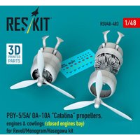 PBY-5/5A/ OA-10A Catalina propellers, engines & cowlings (closed engines bay) for Revell/Monogram/Hasegawa kit (3D Printed) von ResKit Models