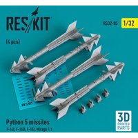 Python 5 missiles (4 pcs) (F-16I, F-16D, F-15I, Mirage F.1) (3D Printed) von ResKit Models