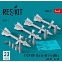 R-27 (R/T) missiles (4 pcs) (MiG-29, Su-27) (3D Printed) von ResKit Models