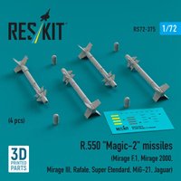 R.550 Magic-2 missiles (4 pcs) (Mirage F.1, Mirage 2000, Mirage III, Rafale, Super Etendard, MiG-21, Jaguar) (3D Printed) von ResKit Models