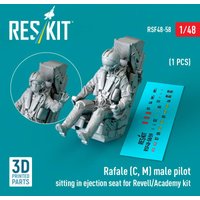 Rafale (C, M) male pilot sitting in ejection seat for Revell/Academy kit (1 pcs) (3D Printed) von ResKit Models