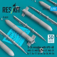 S-24 missiles with APU-68 (4 pcs) (MiG-21, MiG-23, MiG-27, MiG-29, Su-7, Su-17, Su-25, Su-24, Mi-24) (3D Printed) von ResKit Models