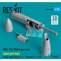 SUU-16A 20mm gun pod (open gun bay) wings mounting for F-4 Phantom II (C,D) (1 pcs) (3D Printed) von ResKit Models