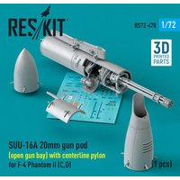 SUU-16A 20mm gun pod (open gun bay) with centerline pylon for F-4 Phantom II (C,D) (1 pcs) (3D Printed) von ResKit Models