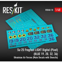 Su-25 Frogfoot LIGHT Digital (Pixel) (BLUE 19, 20, 32, 36) Ukrainian Air Forces (Main Decals with Stencils) von ResKit Models