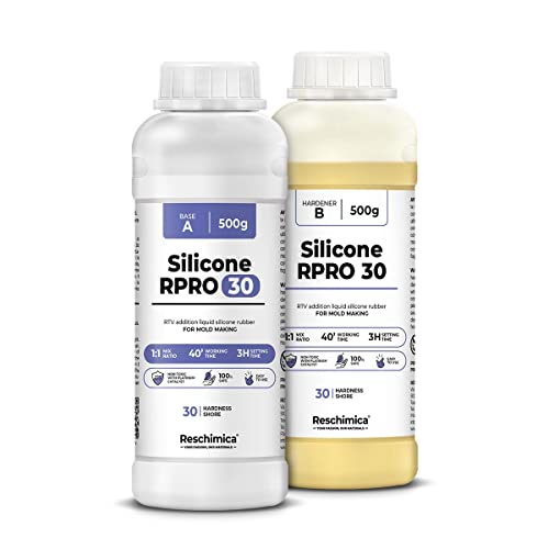 Premium Flüssig Silikonkautschuk 1:1 R PRO 30 (1 kg), abformsilikon für Epoxidharz, Beton, Seife, Wachs, dubliersilikon, abdruckmasse, Silikon zur Silikonform Herstellung, Silikon für DIY Harzformen von Reschimica