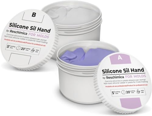 Silikon kautschuk 1:1 SIL HAND, Abformmasse, Silikongummi, Knetmasse, Modelliermasse, Knetsilikon, Anti-Haftbeschichtet, DIY Basteln, Reproduzieren von Formen (250 gr) von Reschimica