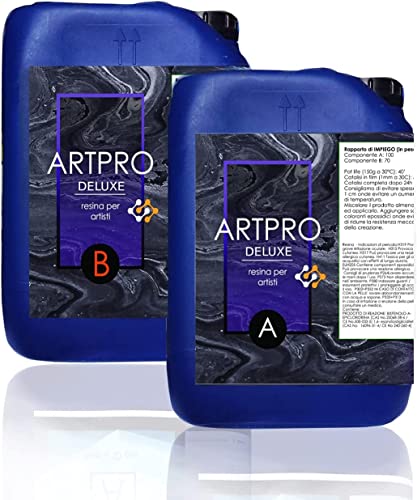 9 Kg Art Pro Deluxe Epoxidharz: Ideal für schräge/vertikale Oberflächen, für Beschichtungen, Untersetzer, Tabletts - Zertifiziert ungiftig - Technischer Kundendienst auf Deutsch - 100% Made in Italy 9 Kg Art Pro Deluxe Epoxidharz: Ideal für schräge/vertikale Oberflächen, für Beschichtungen, Untersetzer, Tabletts - Zertifiziert ungiftig - Technischer Kundendienst auf Deutsch - 100% Made in Italy von Resin Pro