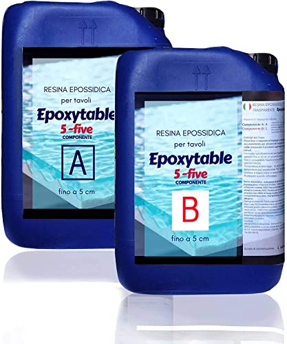 Resin Pro ® Epoxytable5 Epoxidharz 9 KG: Ideal für Harztische und Gussstücke mit einer Dicke von bis zu 5 cm - Zertifiziert ungiftig - Kostenlose Handschuhe - Technische Unterstützung von Resin Pro