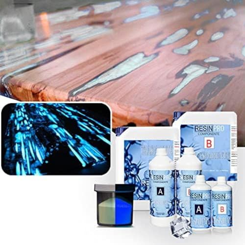 Resin Pro 3.2 Kg Epoxidharz und Pigment Fluoreszierende Blaue Farbe für Holz, River Table, DIY, künstlerische Kreationen (3.2Kg) von Resin Pro
