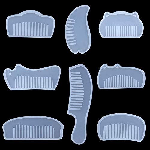 8 Stück/Set Kamm-Harzformen, Haarkamm, durchscheinendes Silikon, Epoxidharz, Gießform, Handspiegel-Set für DIY-Schmuckkunstherstellung von ResinPro