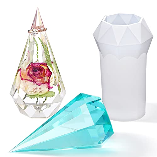 RESINWORLD Facettierte Ringkegel-Harzform aus Silikon, diamantförmige Ringhalter-Formen für Harzguss, Pyramiden-Silikonformen für Epoxidharz, Hochzeitsdekoration, Verlobungsgeschenk RESINWORLD Facettierte Ringkegel-Harzform aus Silikon, diamantförmige Ringhalter-Formen für Harzguss, Pyramiden-Silikonformen für Epoxidharz, Hochzeitsdekoration, Verlobungsgeschenk von ResinWorld