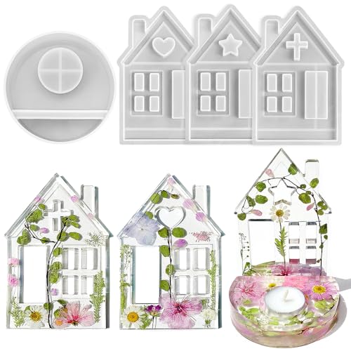 RESINWORLD Silikonform für Teelichthaus, Herz/Kreuz/Weihnachtshaus-Kerzenhalter RESINWORLD Silikonform für Teelichthaus, Herz/Kreuz/Weihnachtshaus-Kerzenhalter von ResinWorld