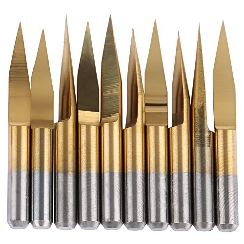 Resefinem 10pcs 3 175 mm beschichtete Wolfram -Stahlstich -Gravur CNC -Bit -Schnitzwerkzeug ideal zum Schneiden von Hartholzdichtebrett Doppelfarbboard Acryl und Kunststoffplatte (3.175 * 20°*0.1) von Respicefinem