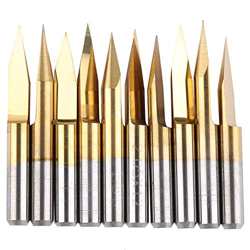Resefinem 10pcs 3 175 mm beschichtete Wolfram -Stahlstich -Gravur CNC -Bit -Schnitzwerkzeug ideal zum Schneiden von Hartholzdichtebrett Doppelfarbboard Acryl und Kunststoffplatte (3.175 * 25°*0.1) von Respicefinem