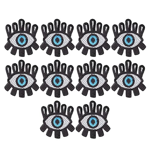 Resefinem 10pcs bestickte Flecken Pailletten Augenform Eisen auf Flecken für DIY -Kleidungshüte ideal zum Abdecken von Bruchflecken auf Kleiderröcken Taschen Hüte und mehr von Respicefinem