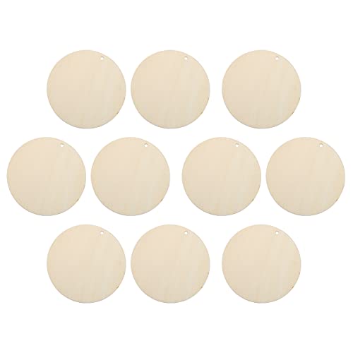 Resefinem 10pcs hölzerne runde Loch -Runde Anhänger 120 mm langlebig sicher für DIY -Kunsthandwerk mit Holztextur und rustikaler Stil ideal für verschiedene festliche Dekorationen von Respicefinem